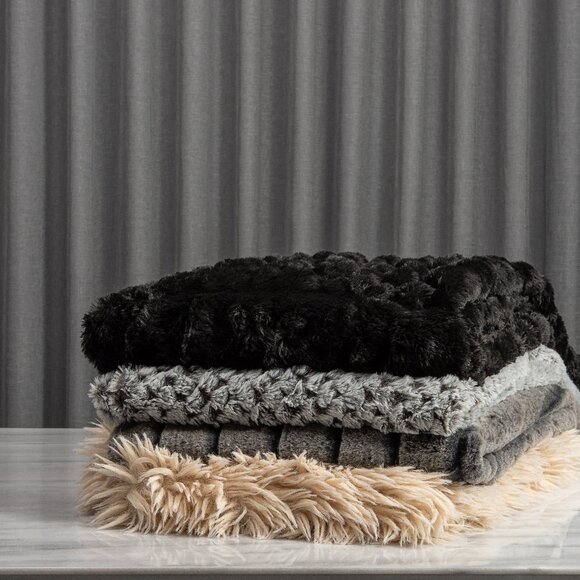 COPY - Luxe Home Decor Classic Faux Fur Throw | 1-Piece | Aztec Grey Print | 50… - Picture 6 of 7